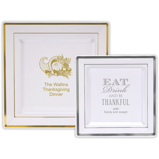 Design Your Own Personalized Banded Square Plastic Plates